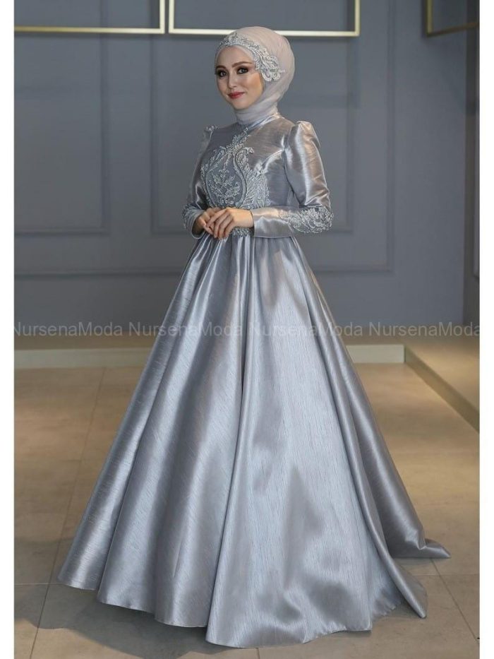 Toprak Tesettür Nişanlık Abiye Gri Toprak Tesettür Nişanlık Abiye Gri
