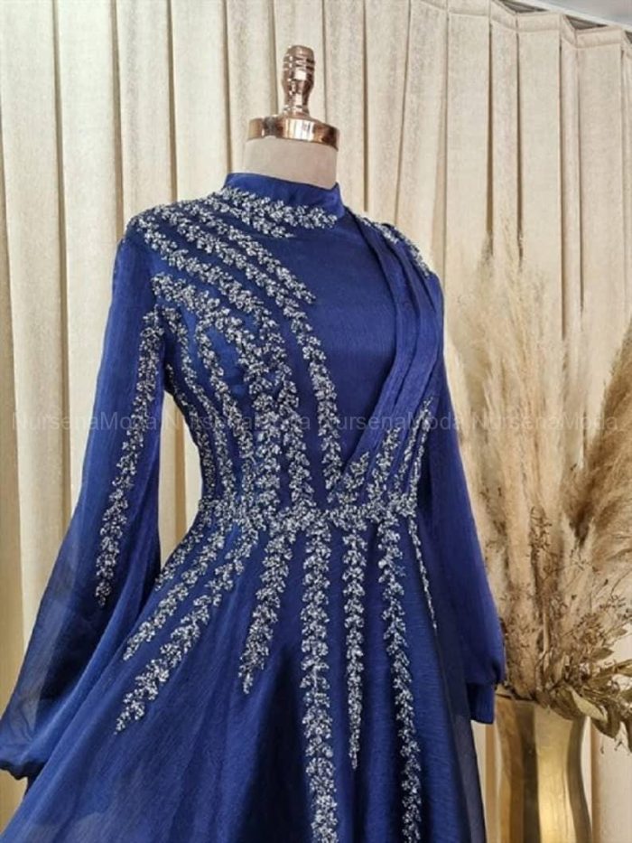 Çağla Organze Taşlı Lacivert Abiye1 Çağla Organze Taşlı Lacivert Abiye