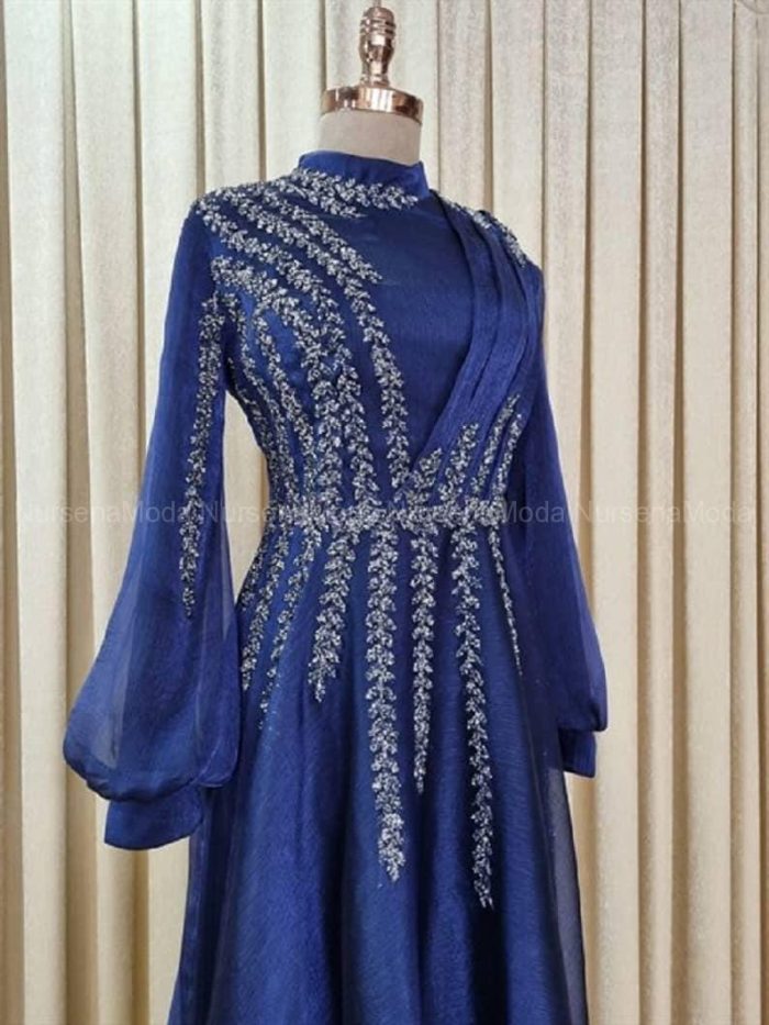 Çağla Organze Taşlı Lacivert Abiye2 Çağla Organze Taşlı Lacivert Abiye