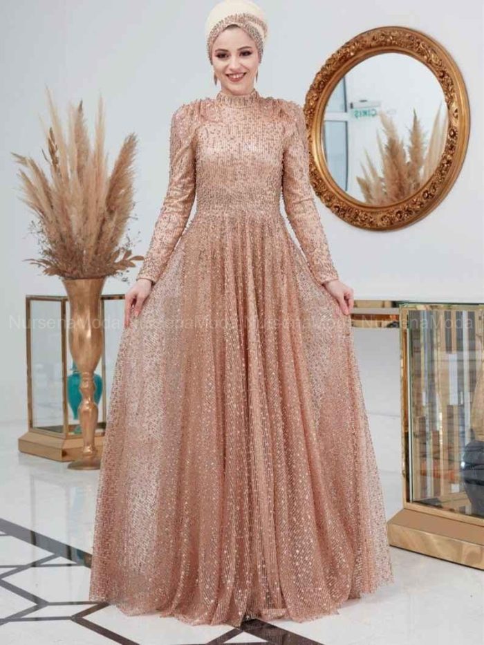 Firuze Abiye Gol Dresslife tesettür elbise