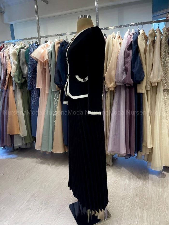 siyah beyaz tesettür abiye