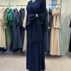 lacivert krep ceket elbise ikili takim