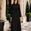 kampanyalı şifon siyah tesettür abiye elbise